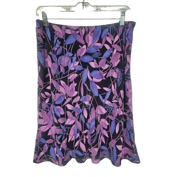 Ann Taylor Womens Dark Floral Fairy Silk Skirt Size 12 Purple Flowy Chiffon - Picture 1 of 9